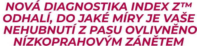NOVÁ DIAGNOSTIKA INDEX Z™  ODHALÍ, DO JAKÉ MÍRY JE VAŠE  NEHUBNUTÍ Z PASU OVLIVNĚNO NÍZKOPRAHOVÝM ZÁNĚTEM