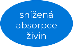 snížená absorpce živin